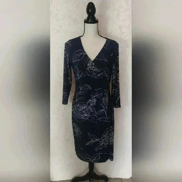 Lauren Ralph Lauren Floral Mock Wrap   Dress Size 10 - Picture 1 of 6